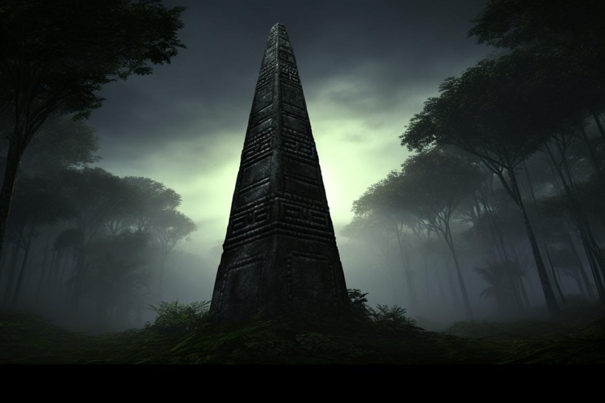 Obelisk in the sinister jungle, sorcerers.