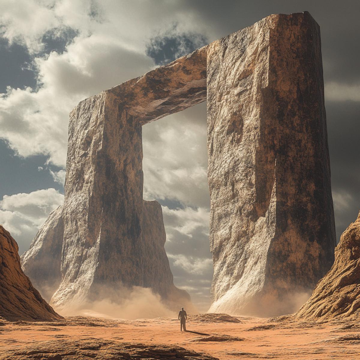 generate images of majestic megaliths big stone structures built by ancient peoples on the planet Mars