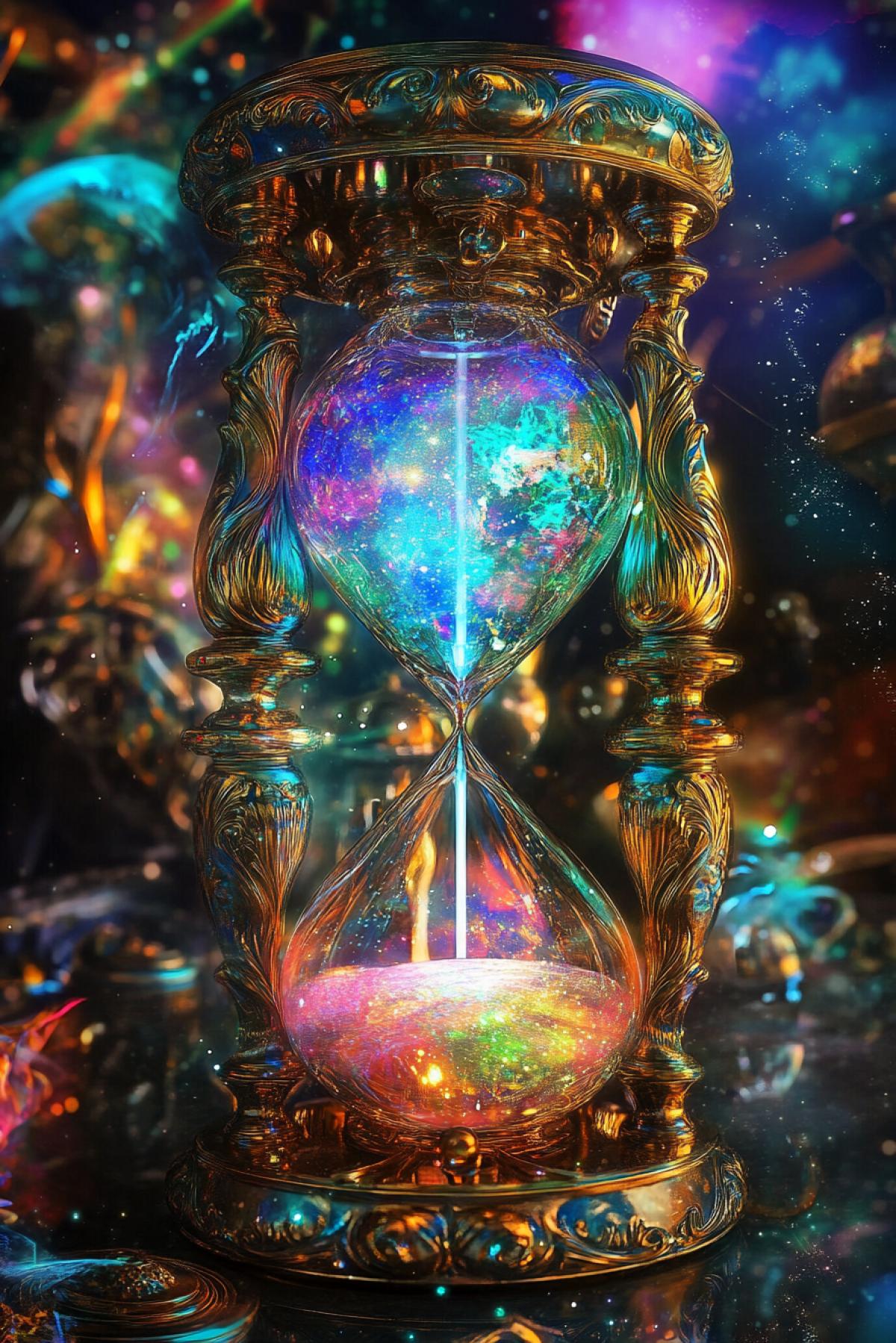 Hourglass faberge baroque rococo steampunk magic sorcery galaxy fractals