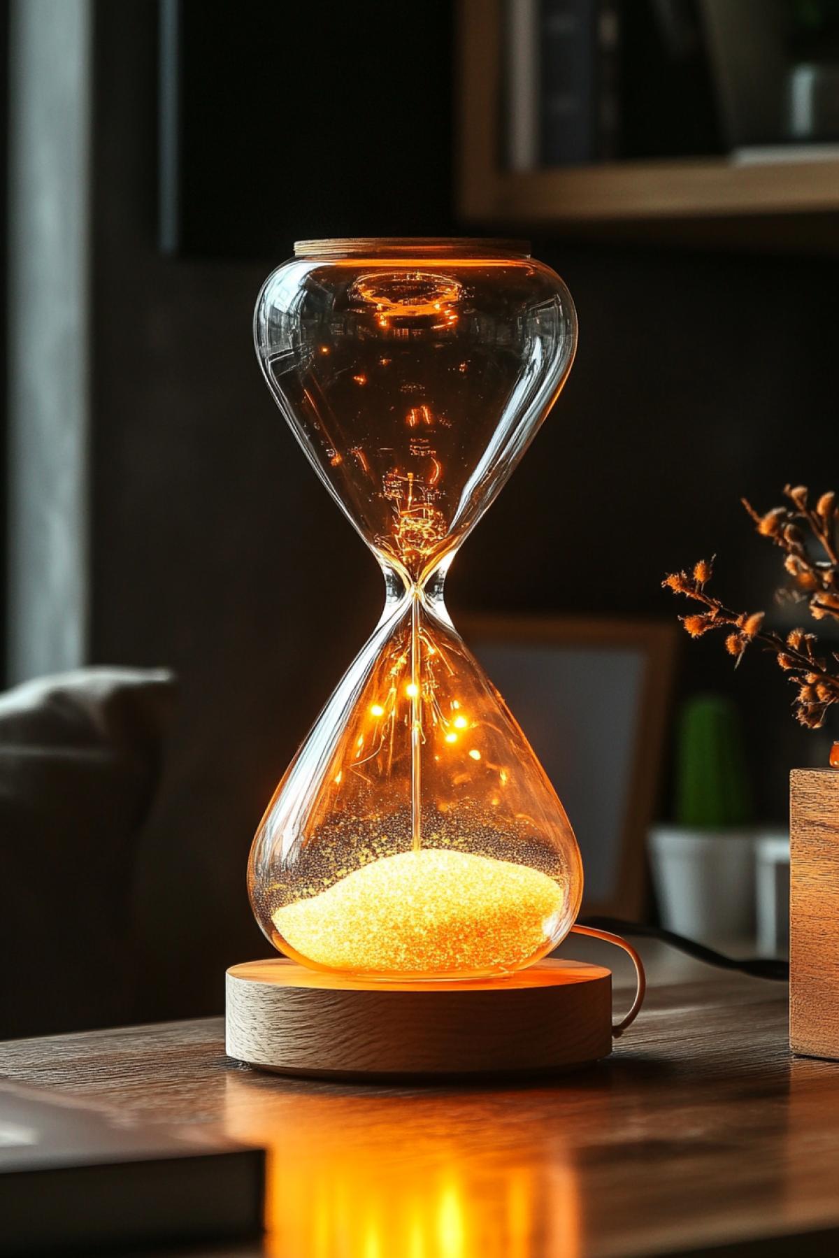 The light cone is conditionally depicted as an hourglass. The photo is in the style of orders on AliExpress.