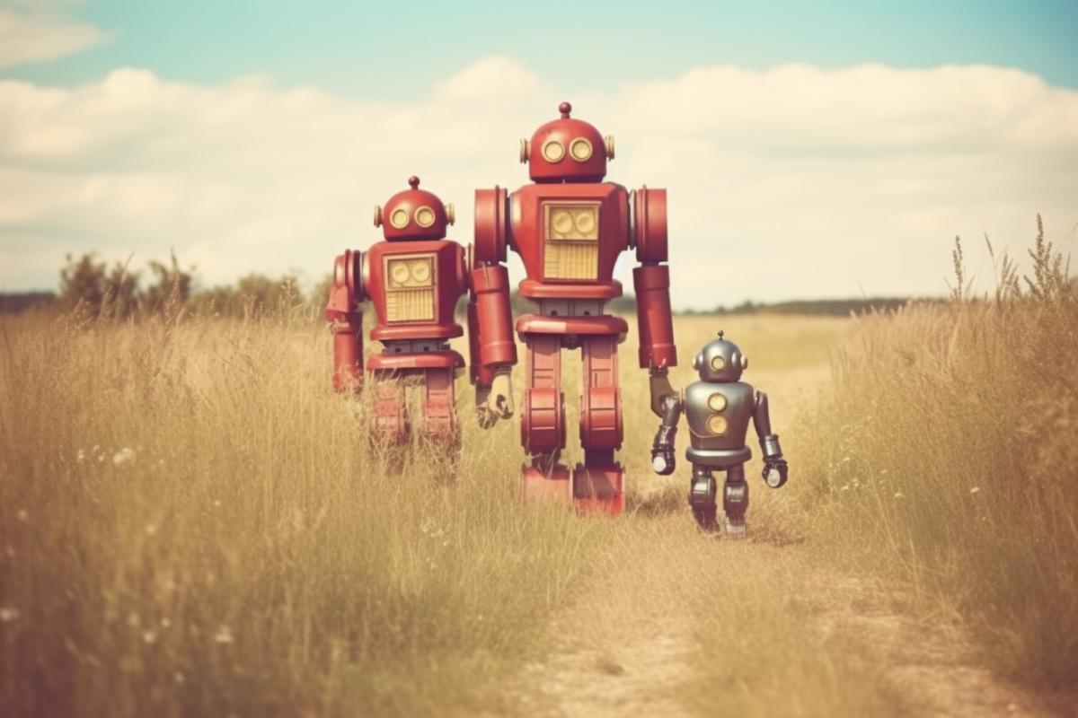 Family of robots in USSR style
