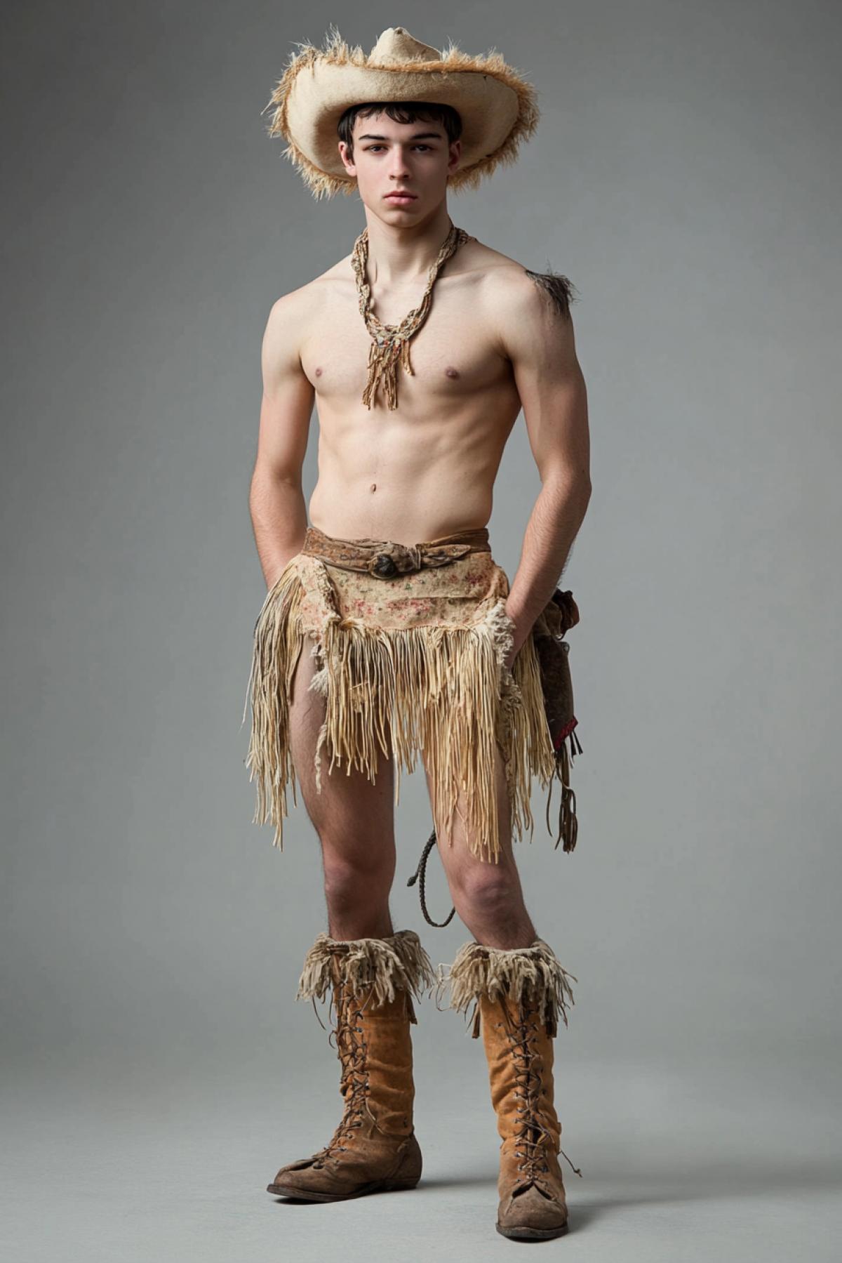 Male underclothes in full-length American folk costume