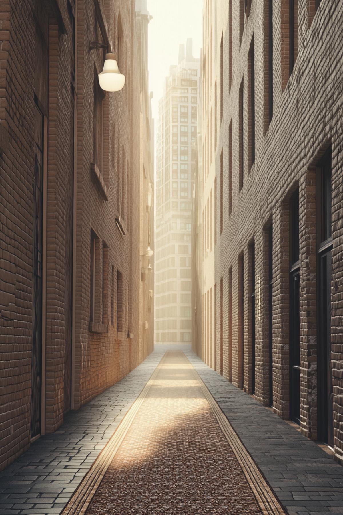 A big carpet on the wall of a building, a modern world of the future, a street, a city, a lot of light, flickering. Realistic image