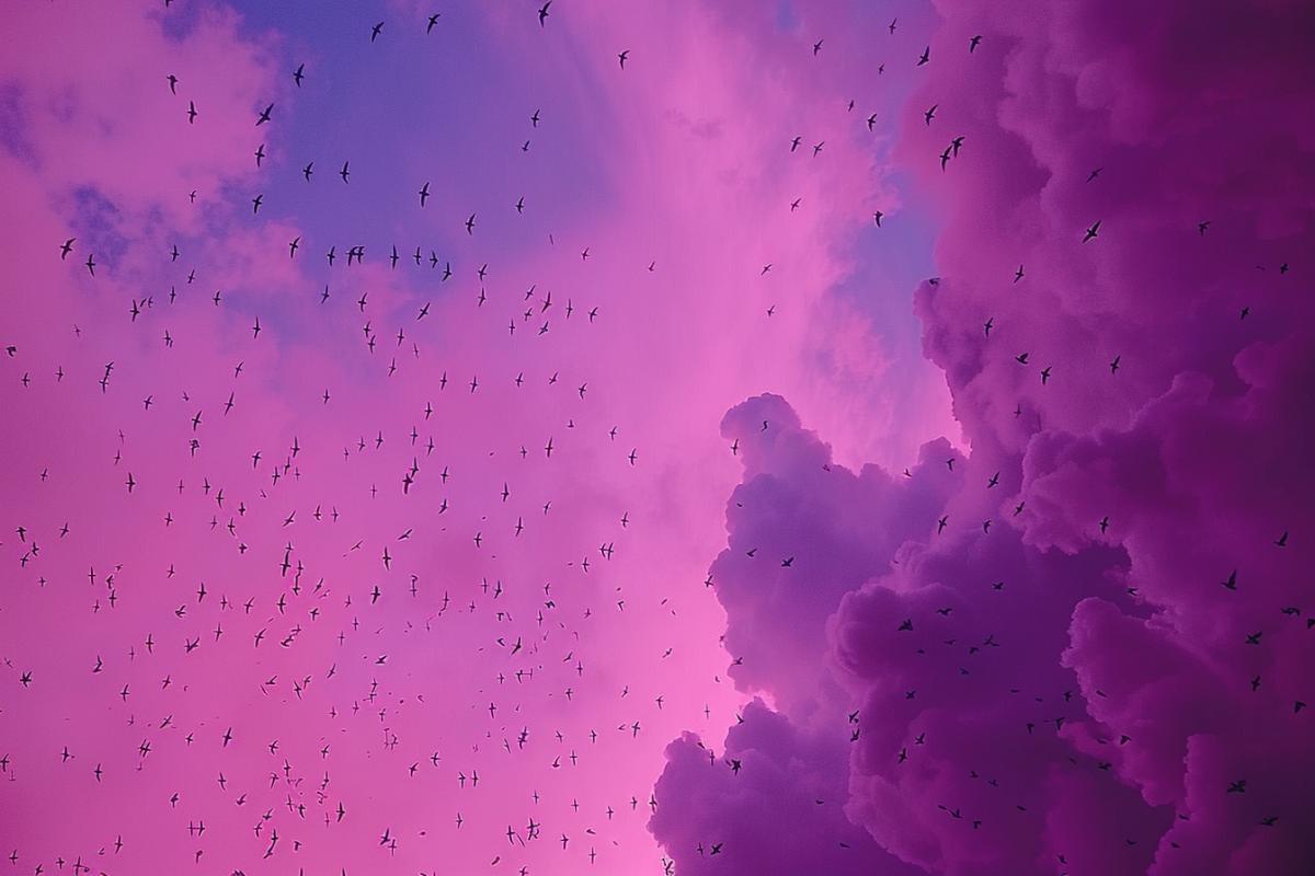 big flocking birds at dawn