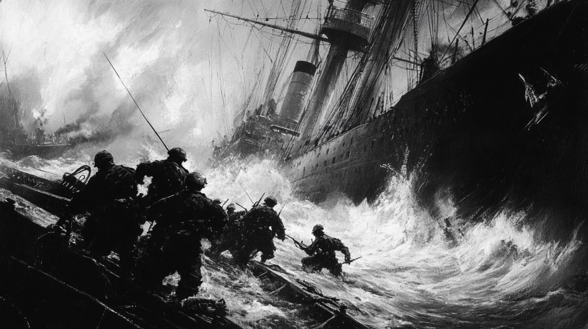 Boarding a ship during a naval battle in a modern navy