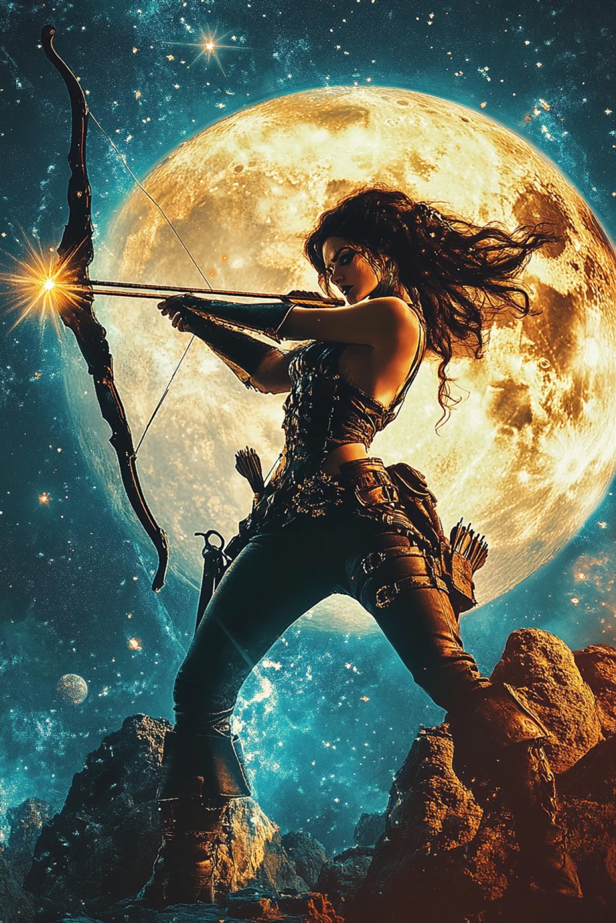 Space star pirate shoots space star arrows steampunk magic fantasy