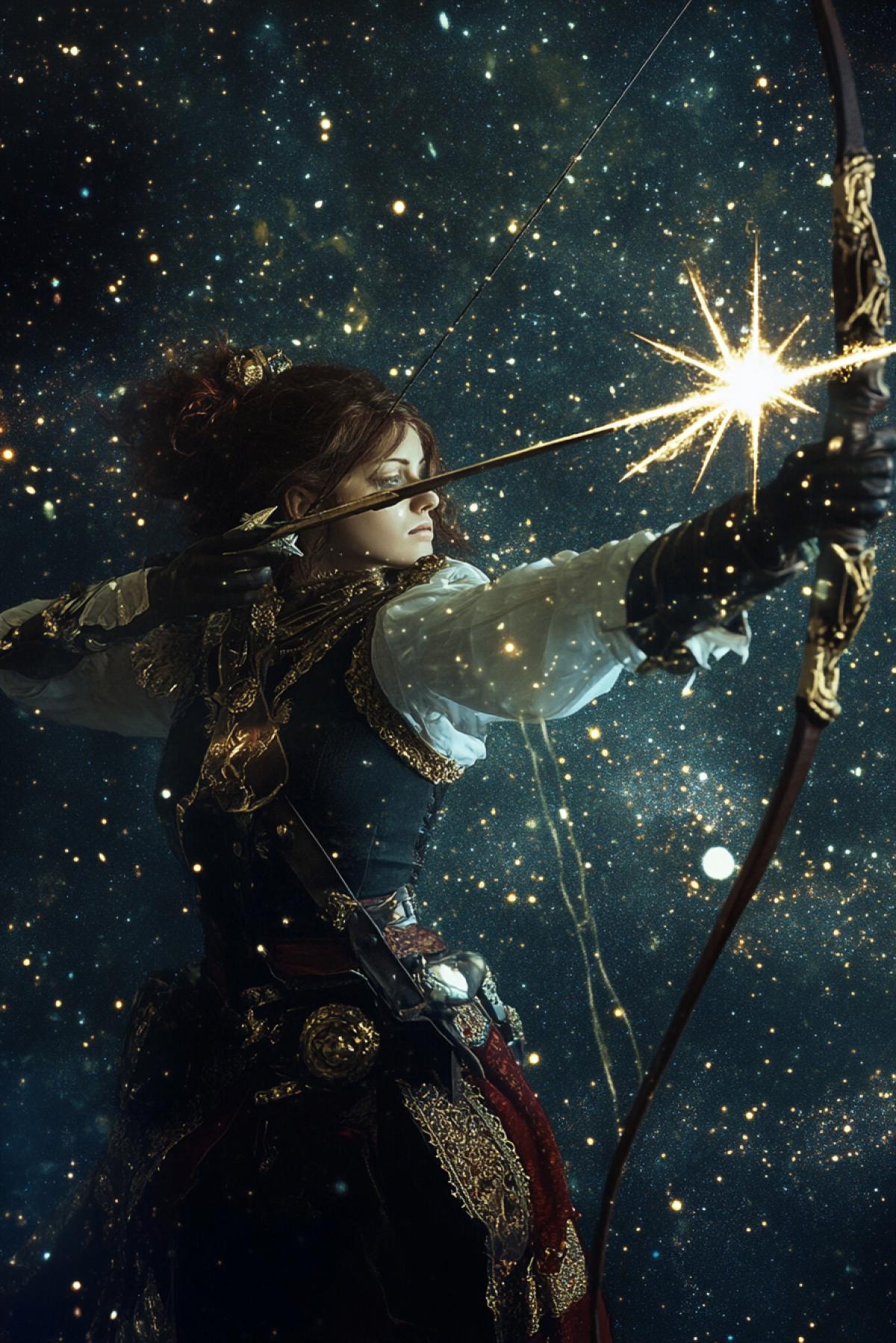 Space star pirate shoots space star arrows steampunk magic fantasy