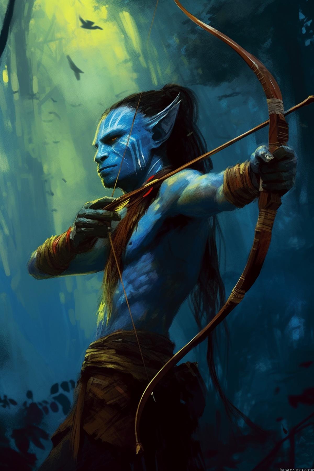 Avatar shoots a bow