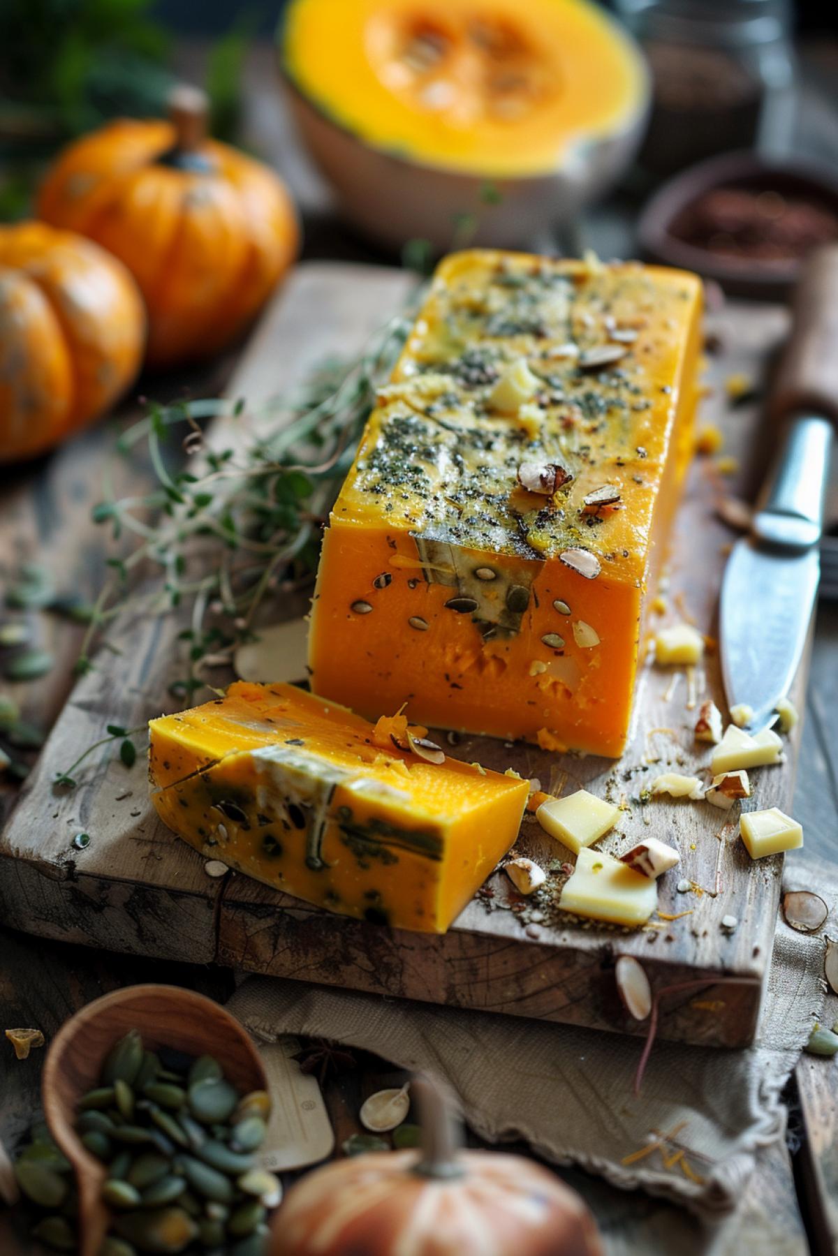 Halloween with beautiful pumpkin and cheese