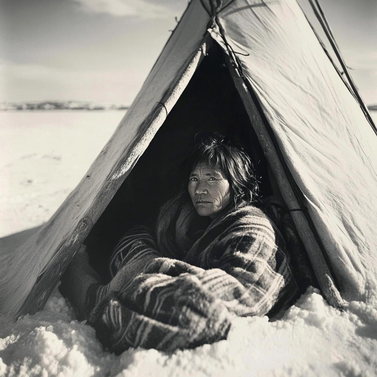 Life and everyday life of an Eskimo in the snowy expanses