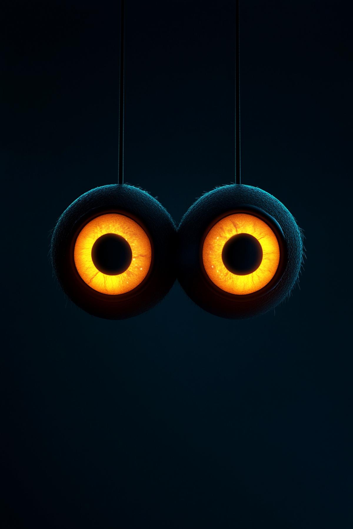 Cartoon eyes in the dark, neon, sarcasm, flickering, realistic image, photoshop