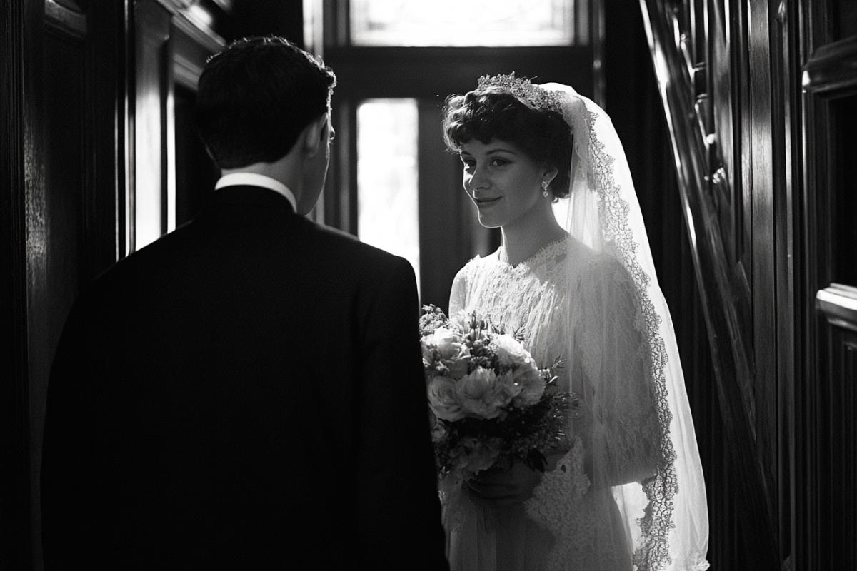 Vintage retro photo of a wedding in the style of the early 20th century