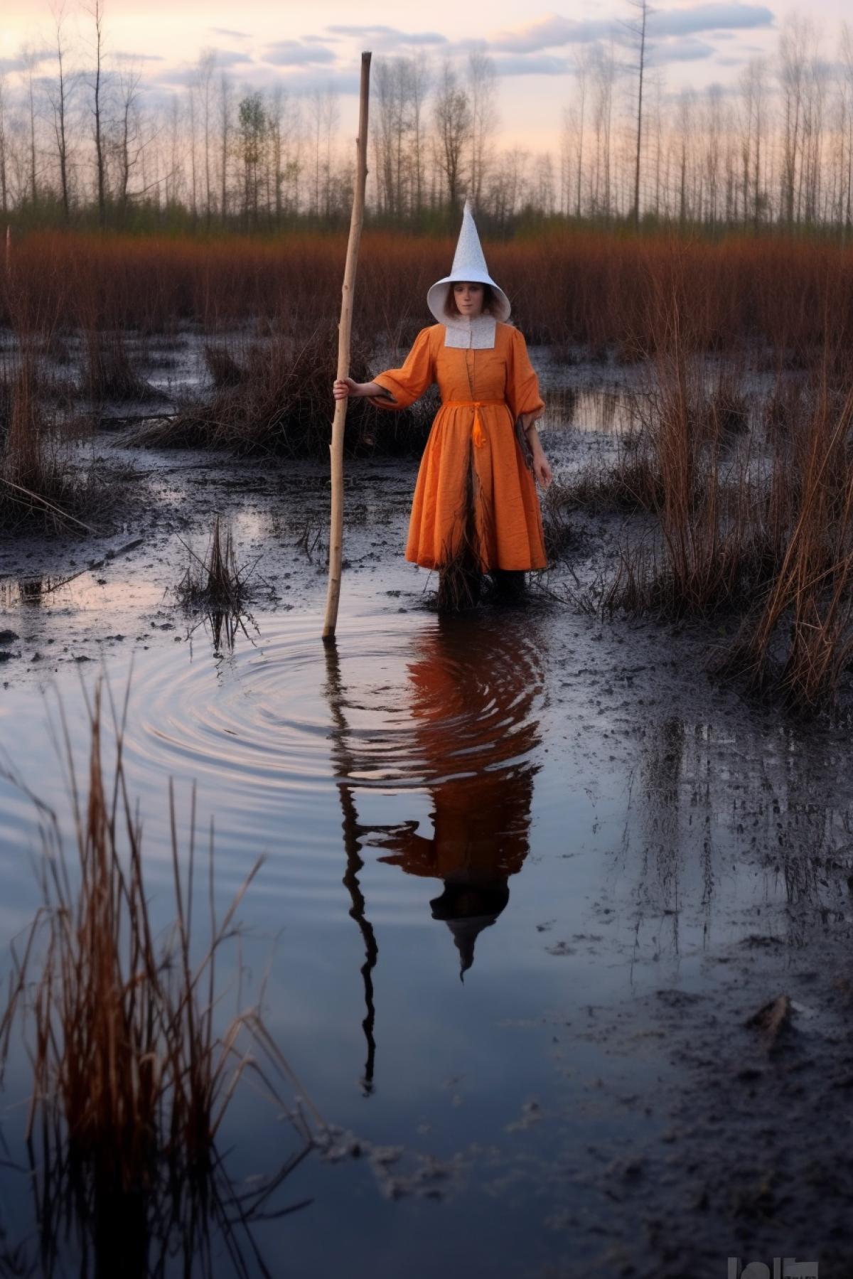 Halloween in the swamps of Karelia with witches and cats