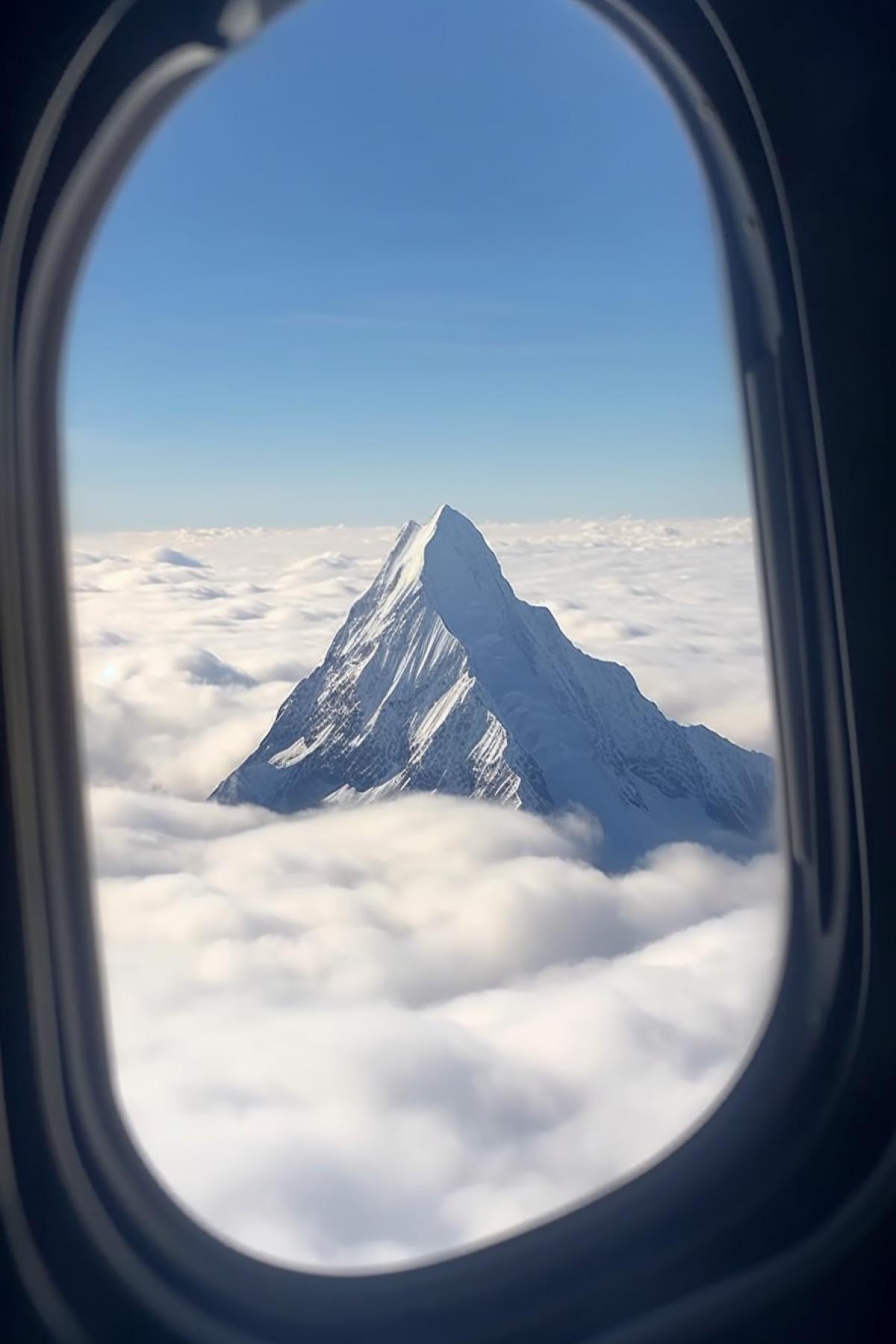 View from an airplane window to the ridge