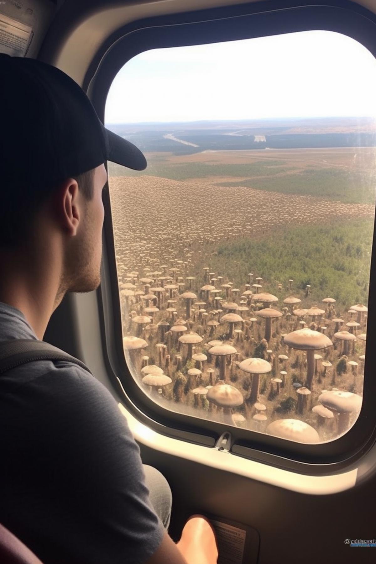 View from the airplane window on mushroom adventures ✨️