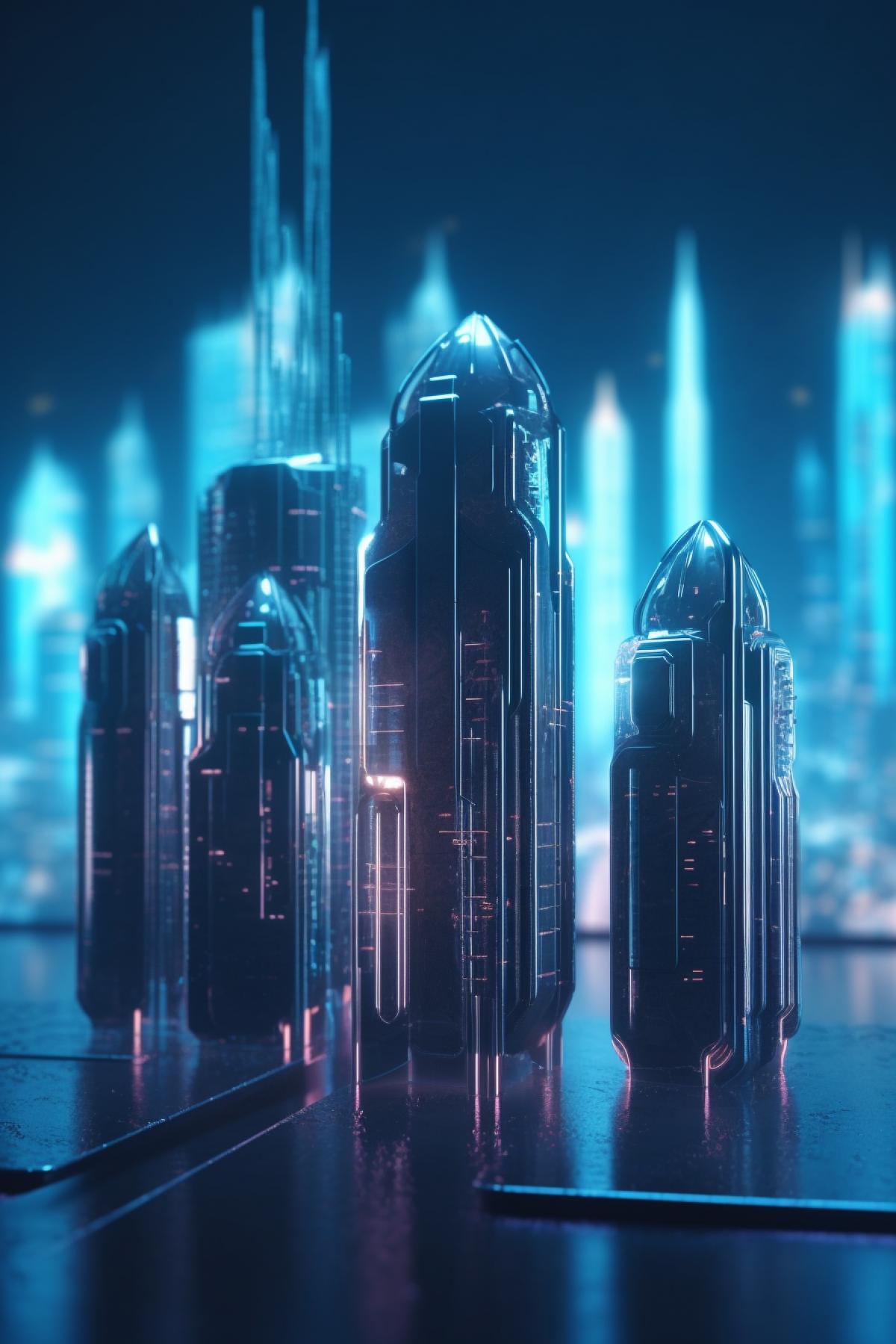 Shimmering bottles in cyberpunk style