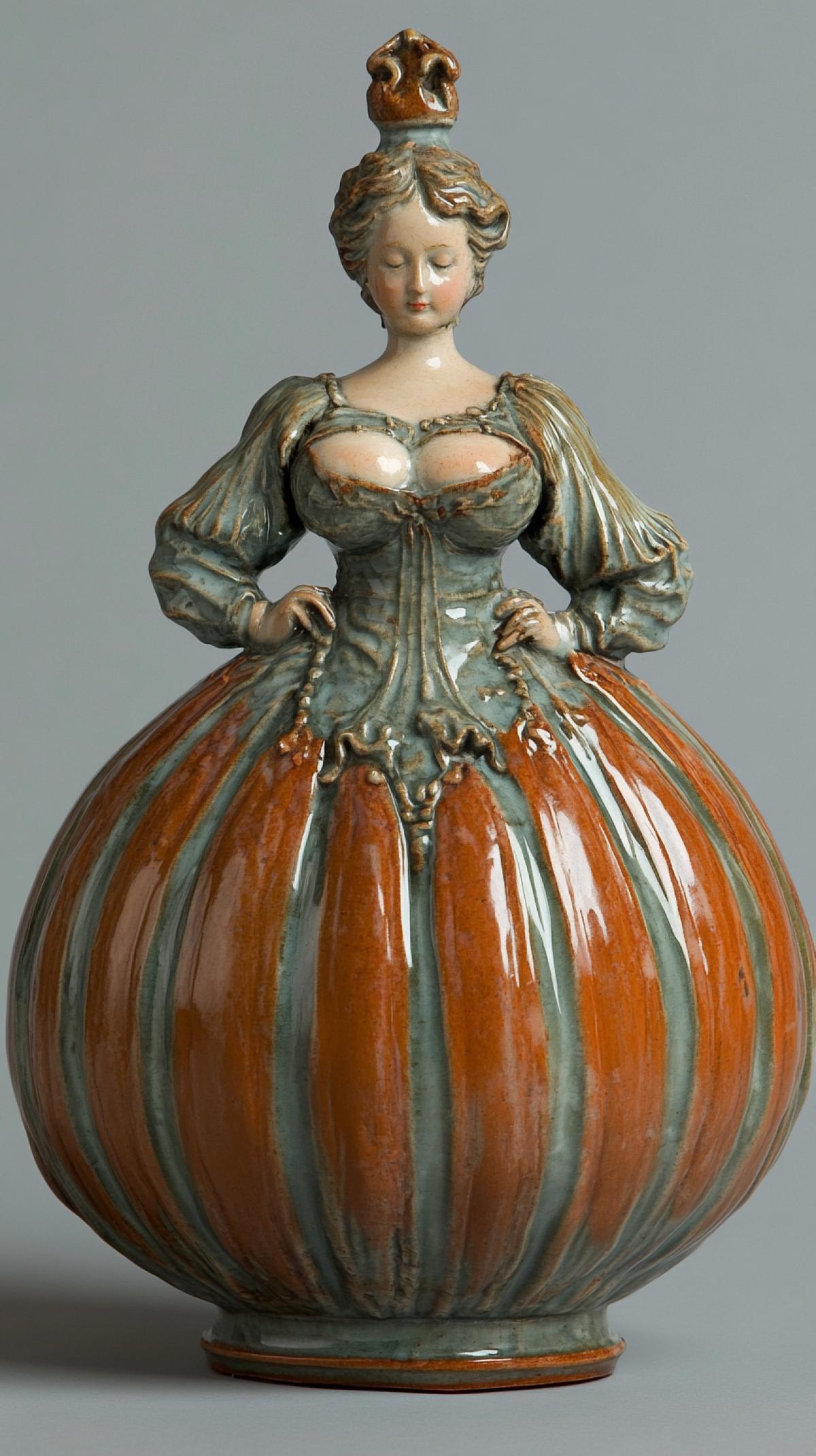 Bottle in the form of the shape of a woman with large and wide hips of Balzac age