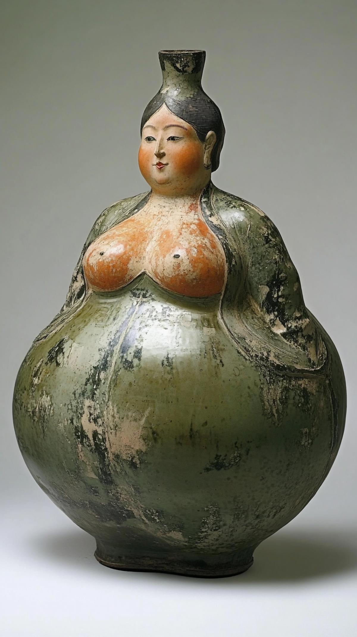 Bottle in the form of the shape of a woman with large and wide hips of Balzac age