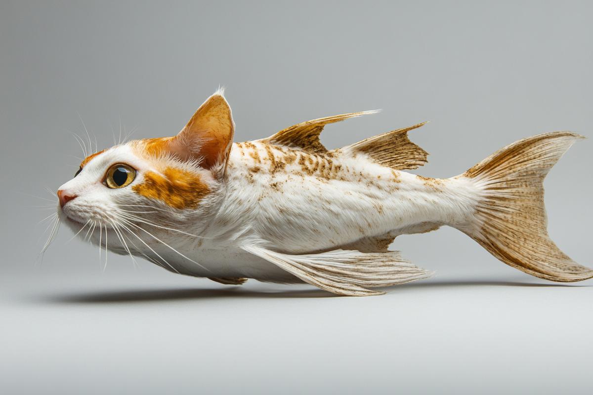 Unique photo of a fish cat, side view