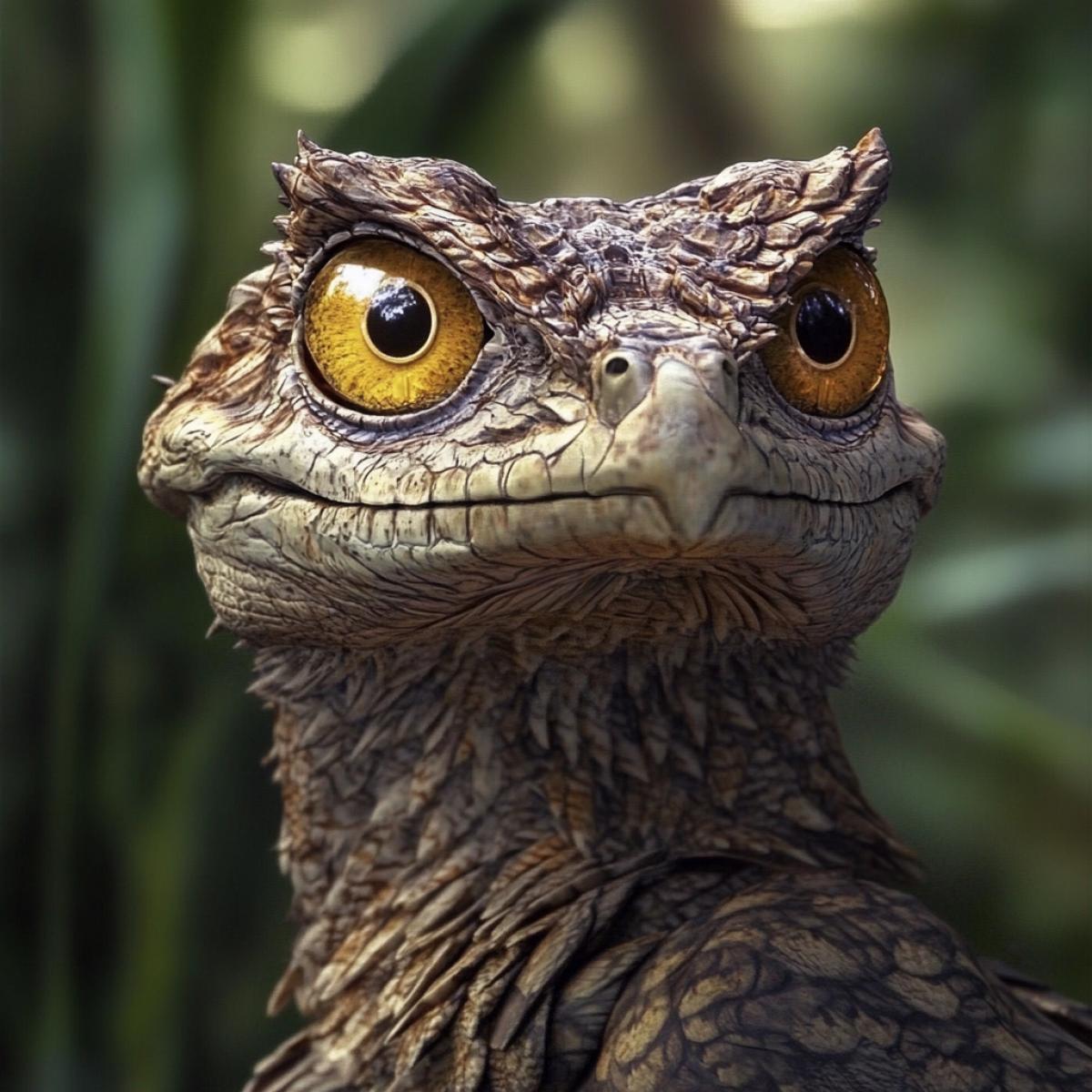 The crocodile turns into an owl.