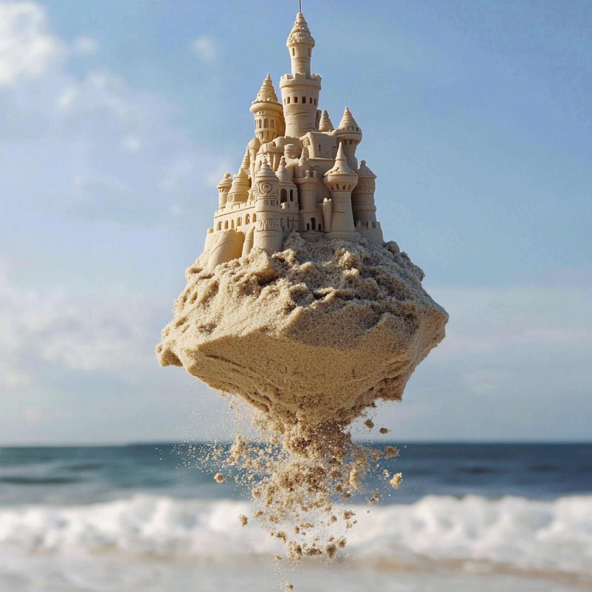 Hanging sand castle in the air