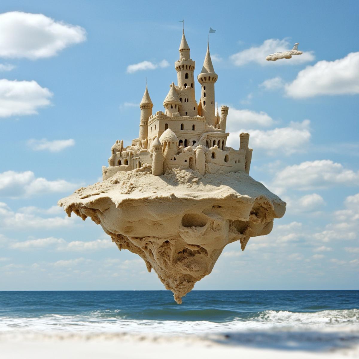 Hanging sand castle in the air
