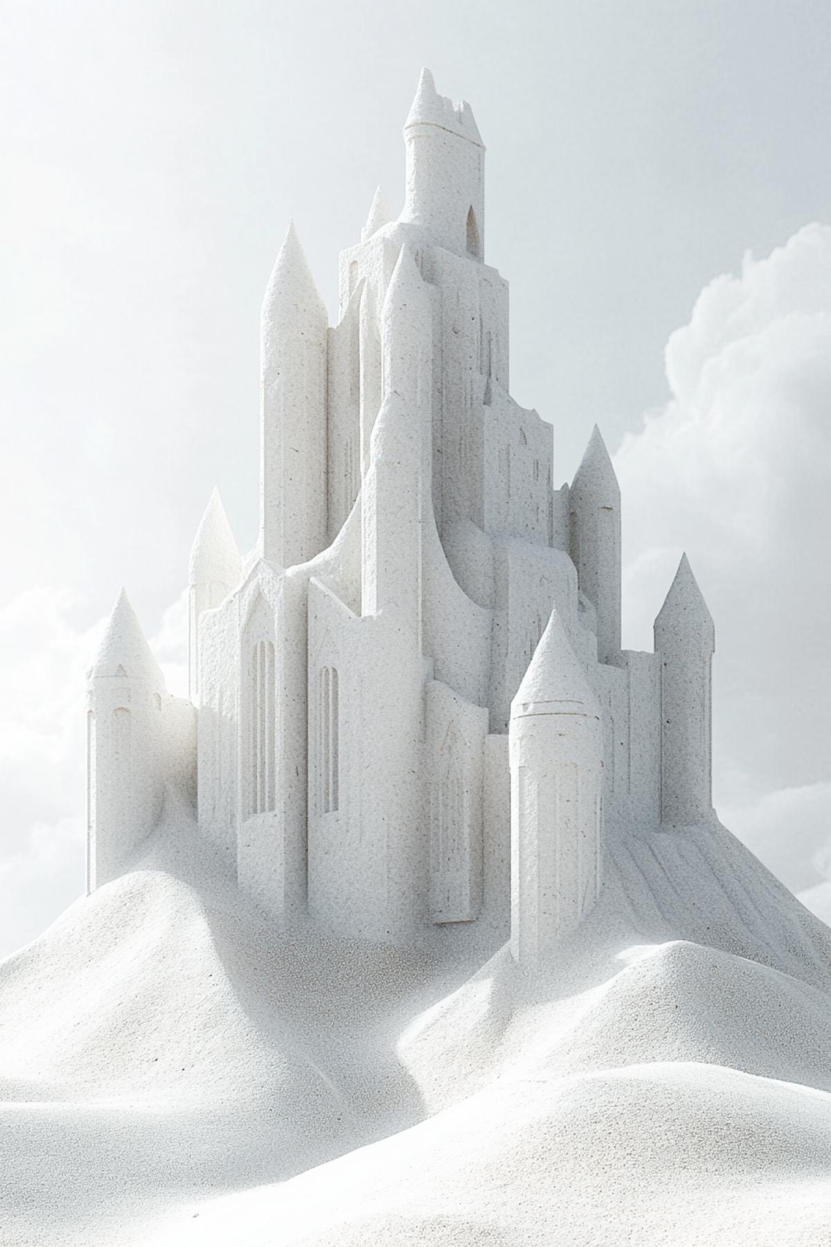Sand castle, minimalism, fusion, flicker, realistic image, photoshop