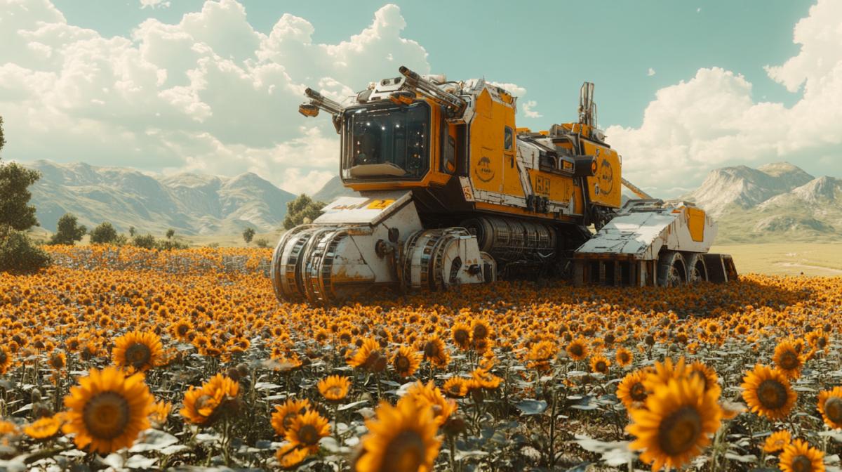Sunflower harvesting with the latest fantastic technology of the future in the distant future 2893