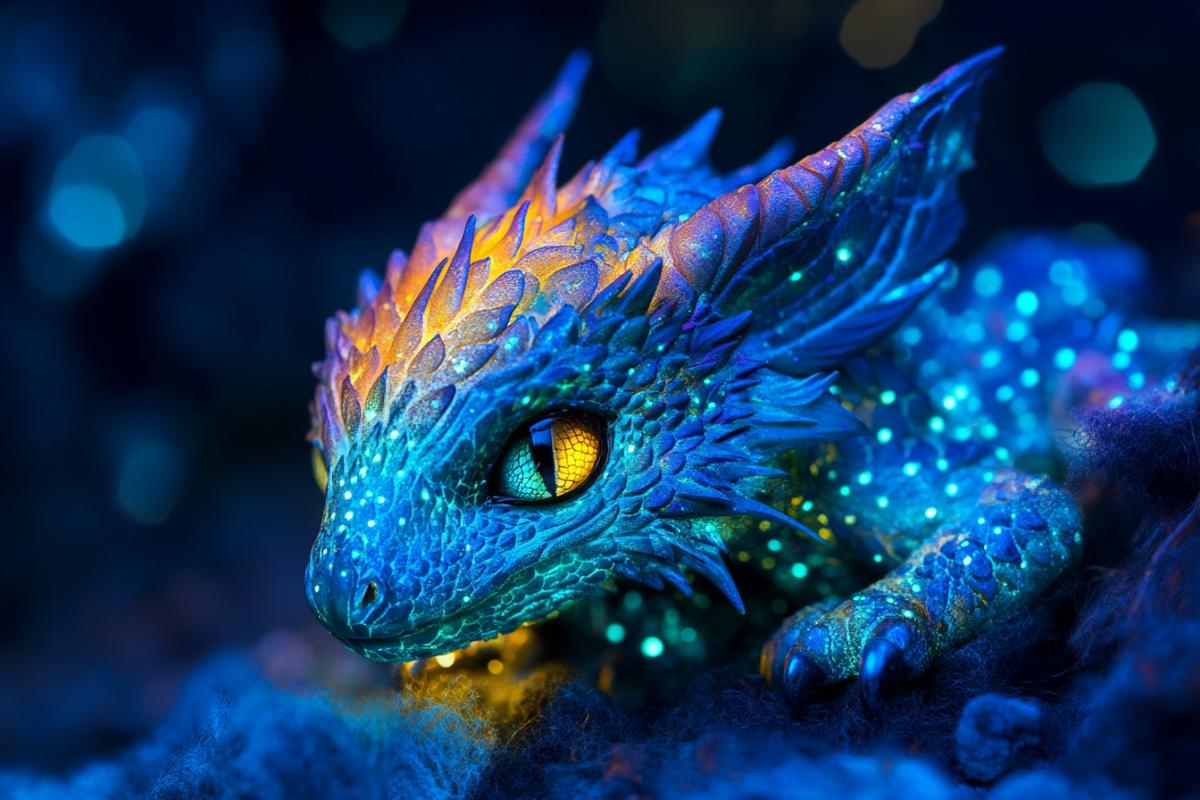 Bioluminescent dragon baby kenai mystic fantasy