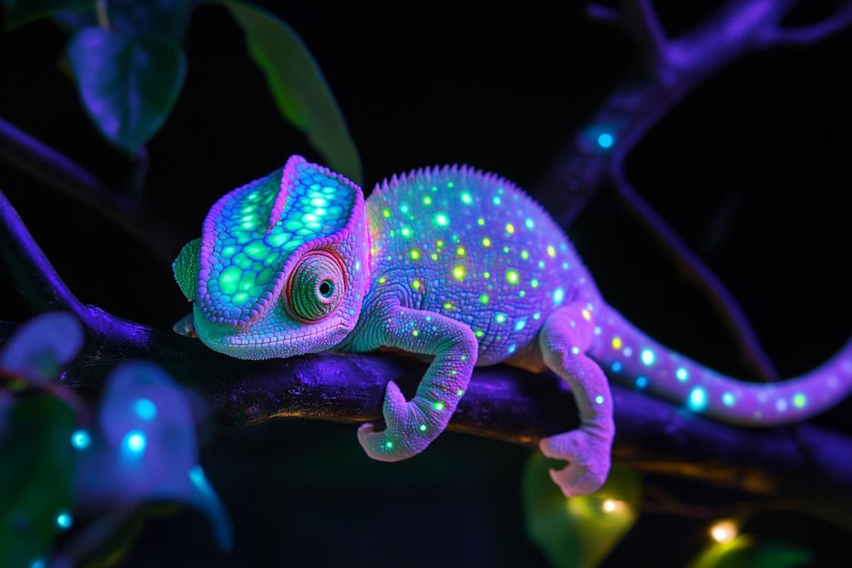 Bioluminescent chameleon baby kenai mystic fantasy glow from within