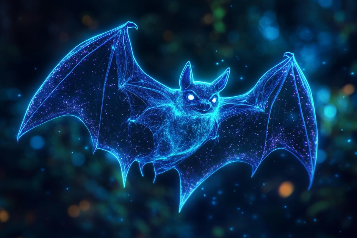 Bioluminescent neon ethereal bat magic