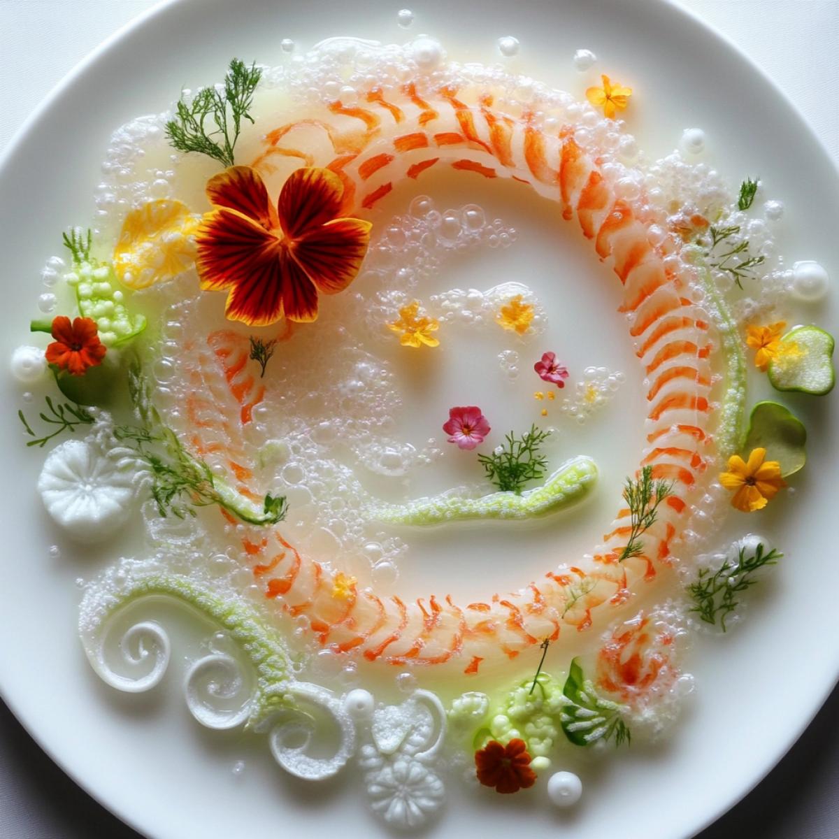 Molecular food, unusual beautiful dishes