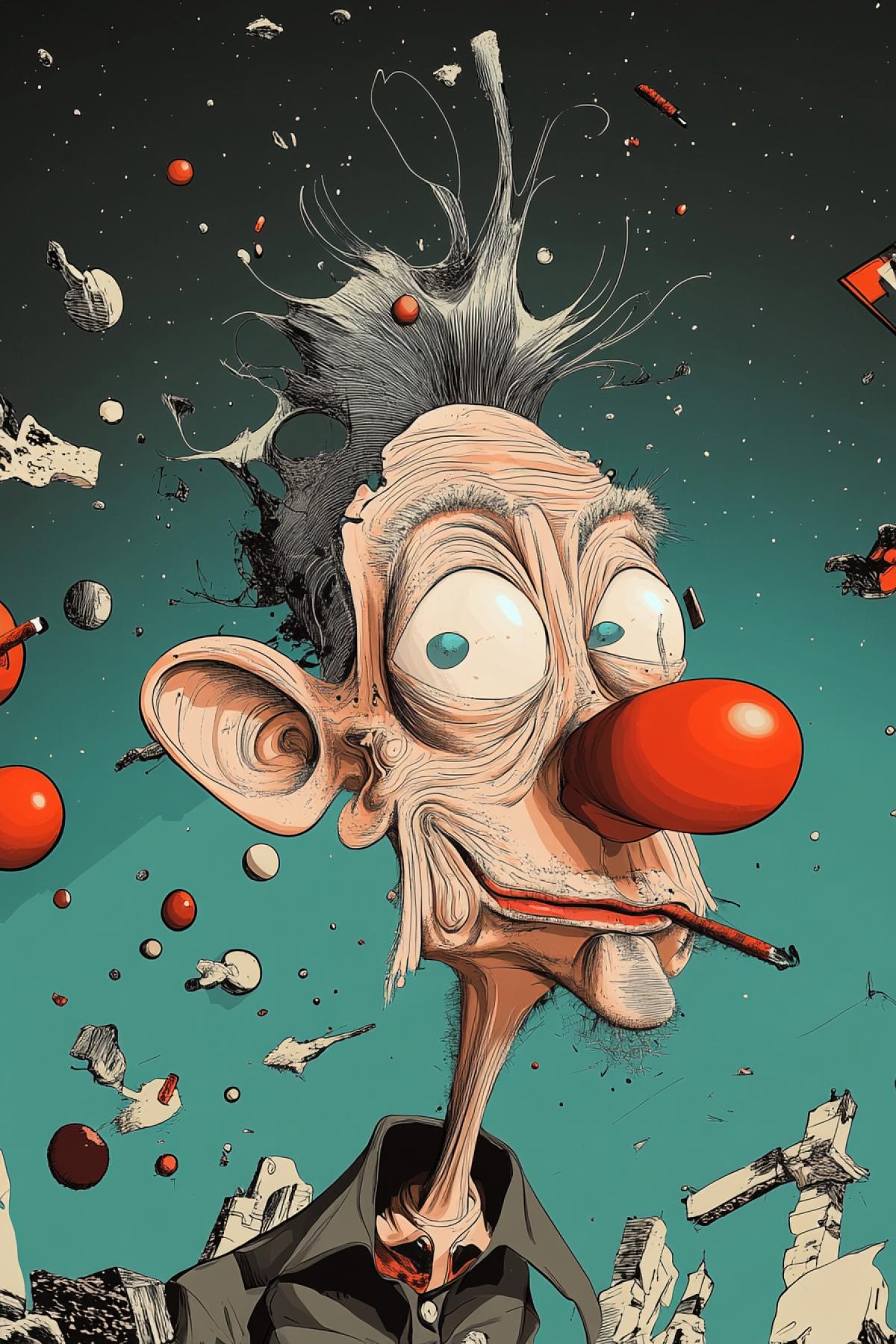 Caricature, another world, parallel universe, minimalism, fusion, maximalism, flicker