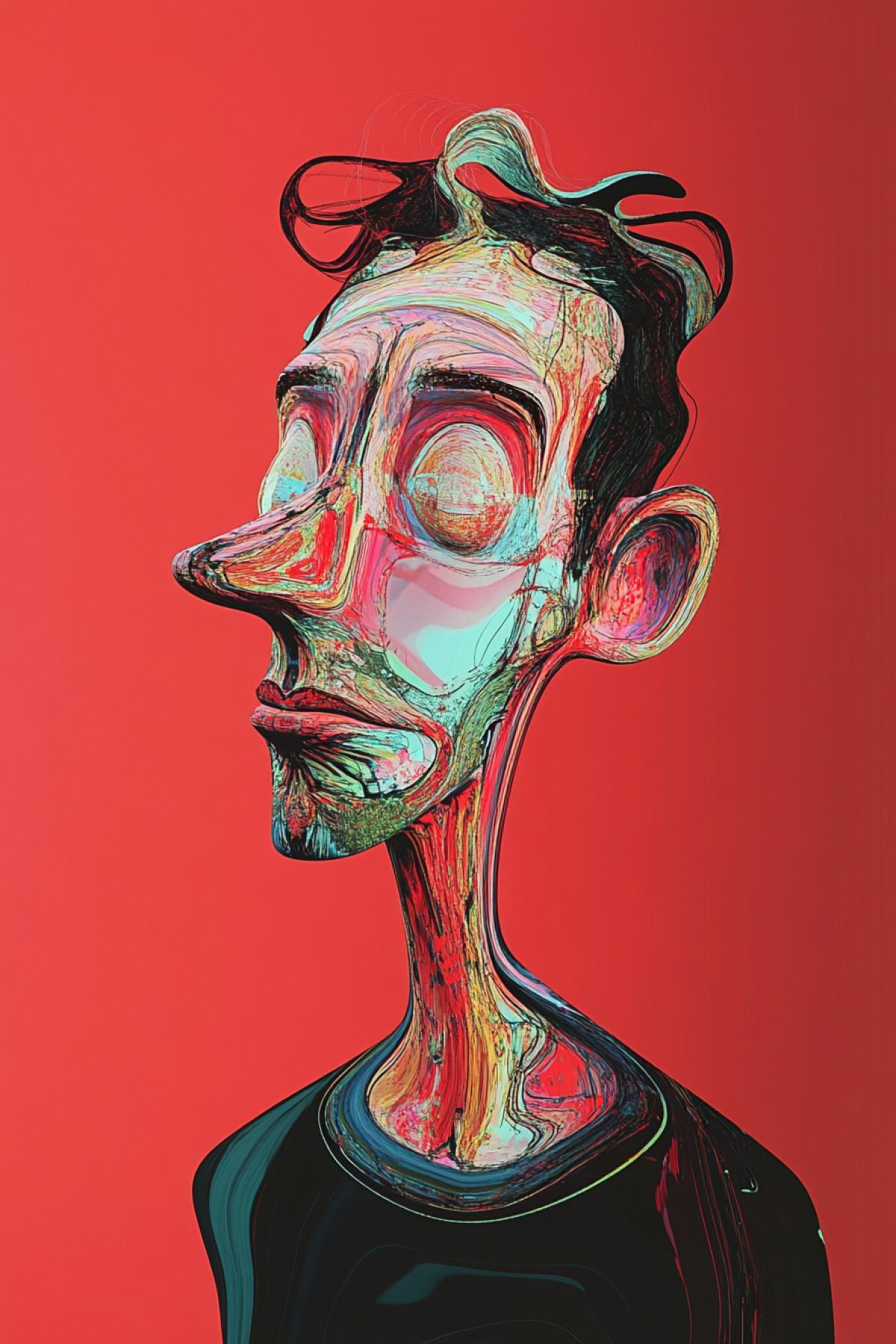 Caricature, another world, parallel universe, minimalism, fusion, maximalism, flicker