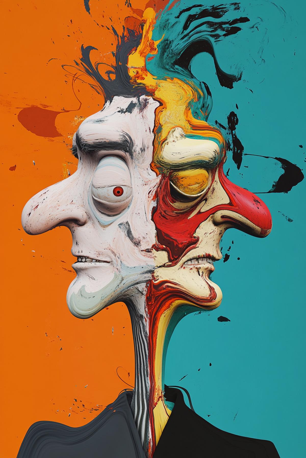 Caricature, another world, parallel universe, minimalism, fusion, maximalism, flicker