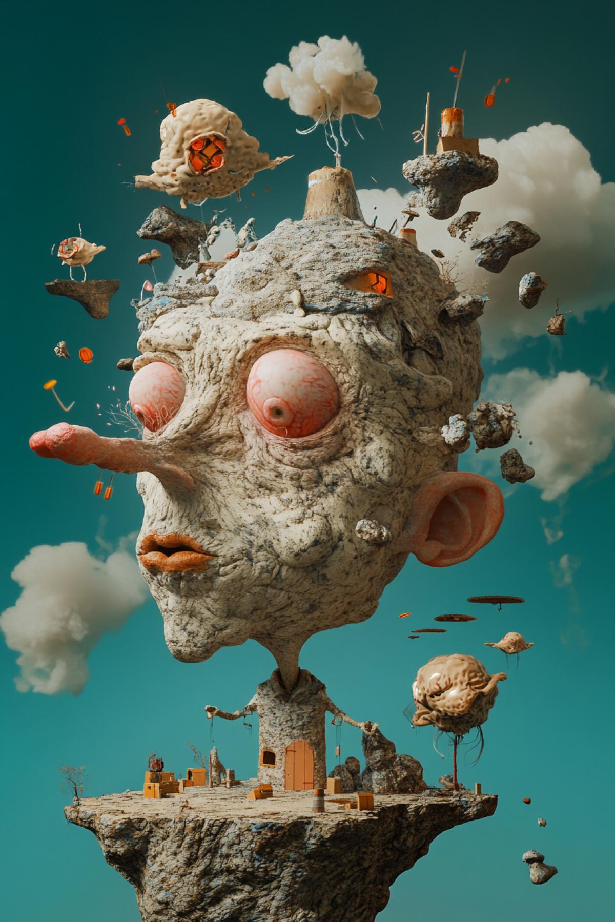 Caricature, another world, parallel universe, minimalism, fusion, maximalism, flicker