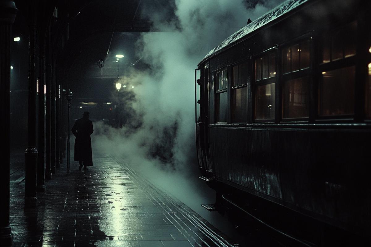 Railway station, platform, atmospheric professional photo