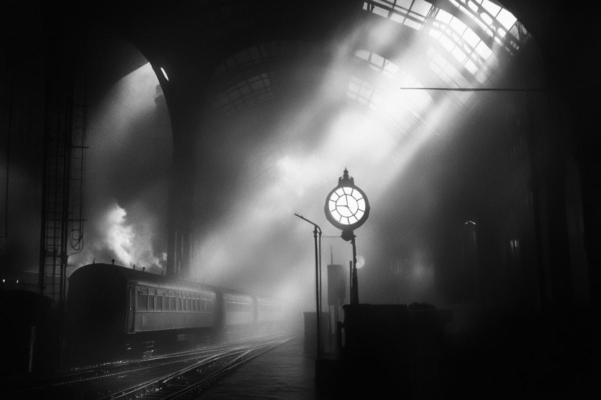 Atmospheric photo of a foggy morning at the station