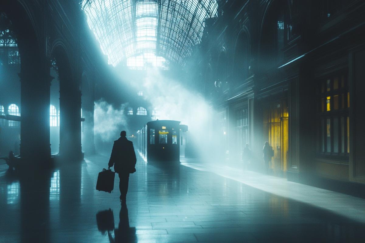 Atmospheric photo of a foggy morning at the station