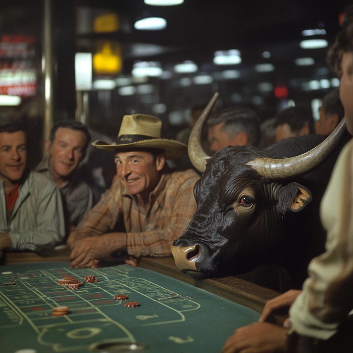 A quirky American who won in a casino on a bull