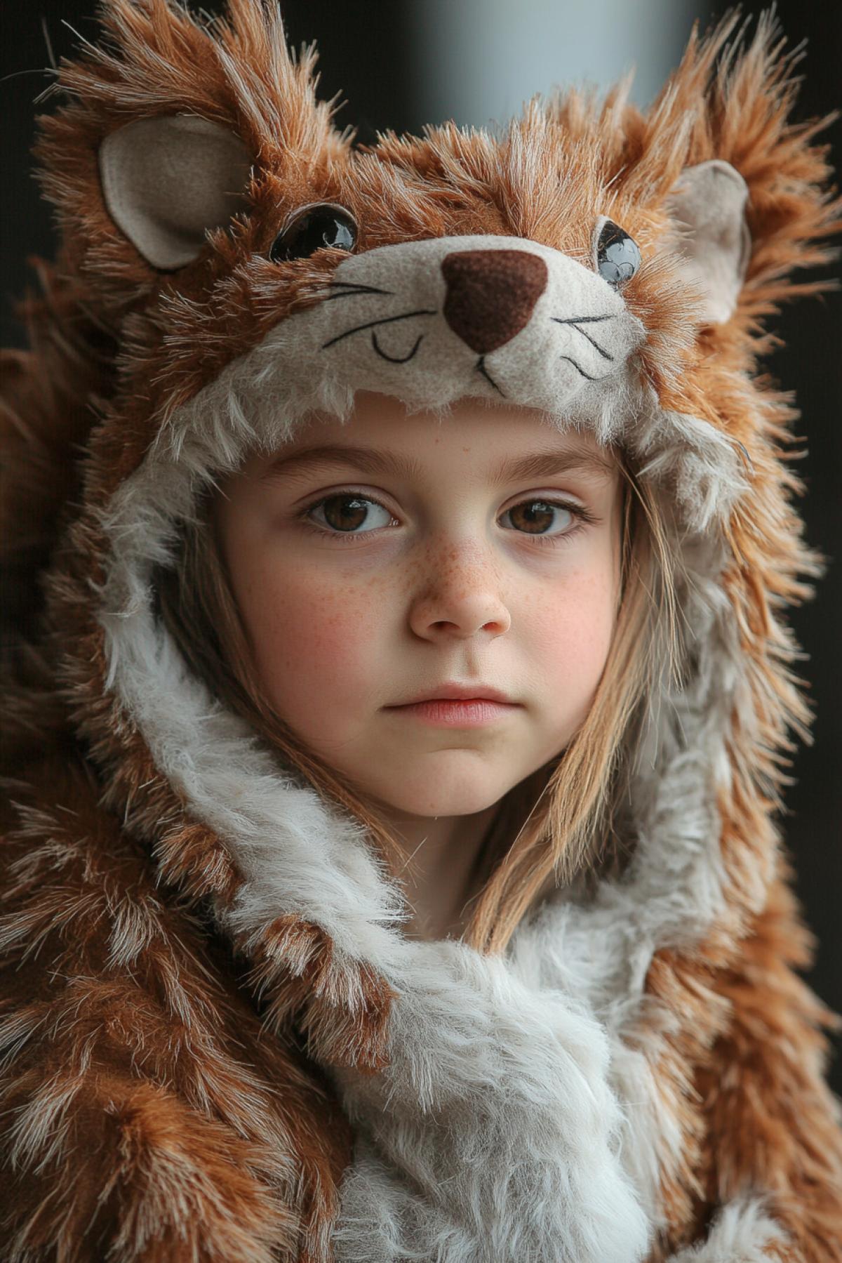 Girl dressed as a fluffy mischievous squirrel