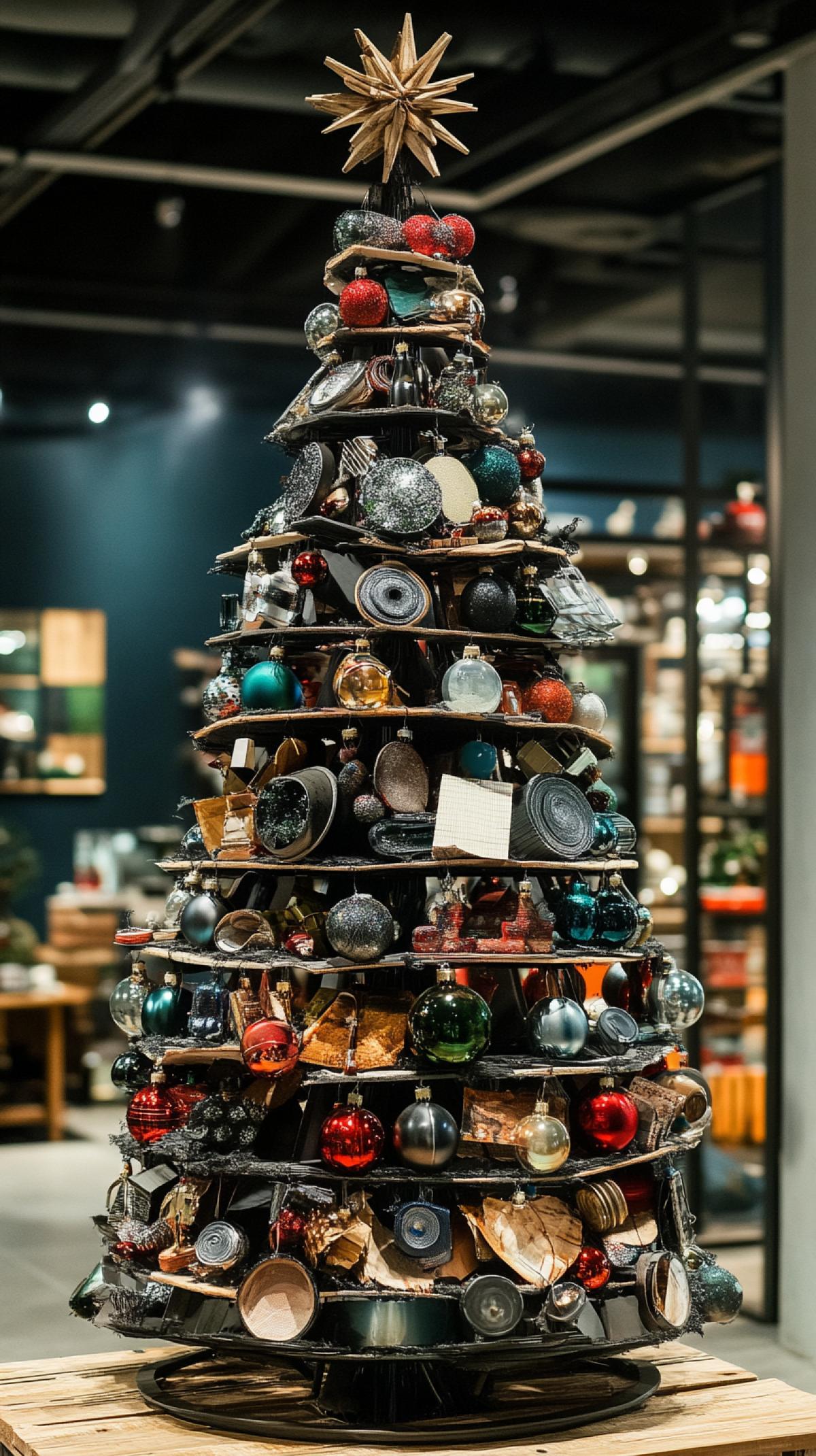 Christmas tree with unusual materials