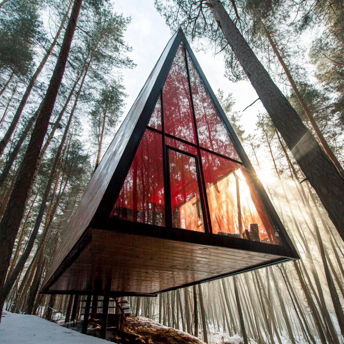 chic mysterious hunters hut deep in the forest