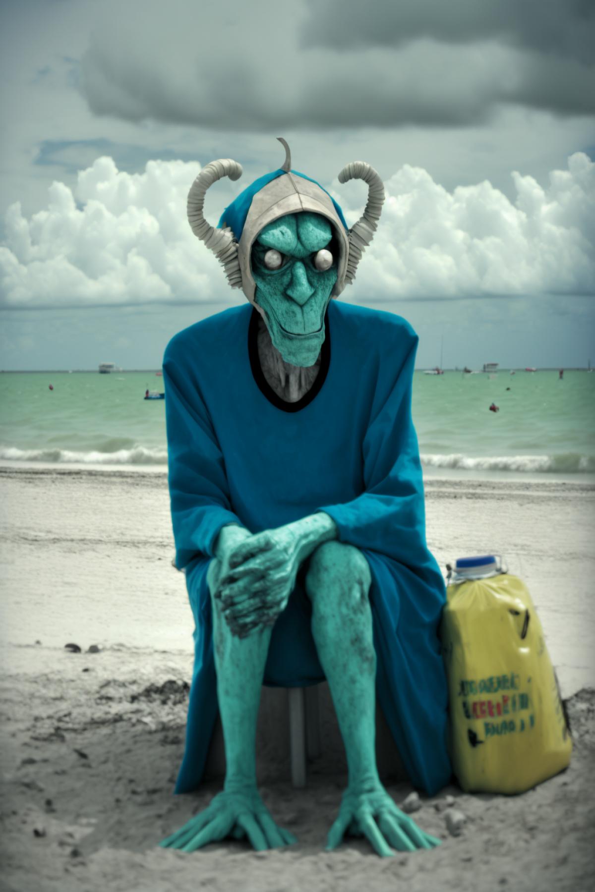 Photo of a resident of the planet Ka-Pex on the Miami beach.