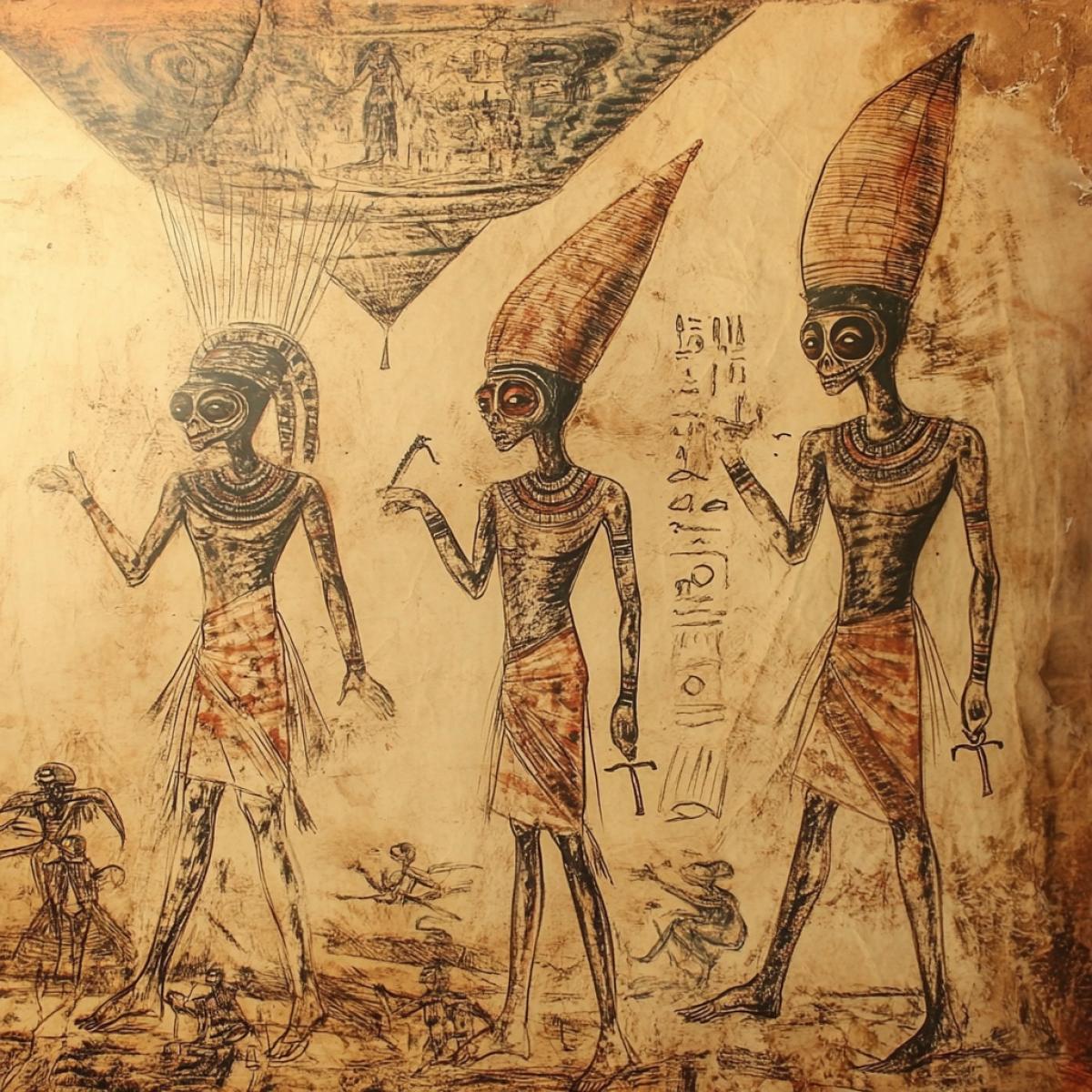 Scientists have discovered drawings of aliens next to pharaohs on the wall of an ancient pyramid.