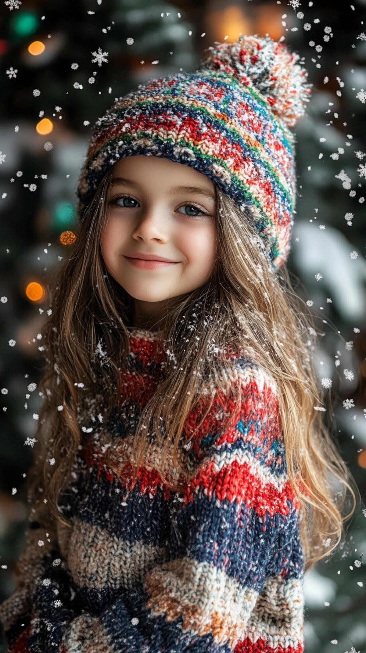 Girl in a knitted New Years costume
