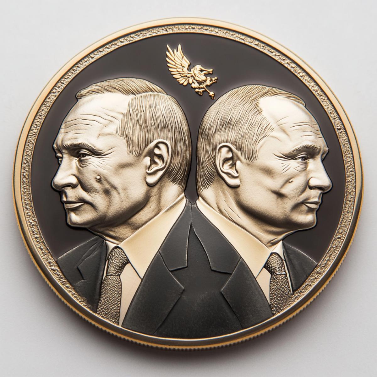 Design of a coin with portraits of the presidents of the Russian Federation B.N. Yeltsin, V.V. Putin, D.A. Medvedev.