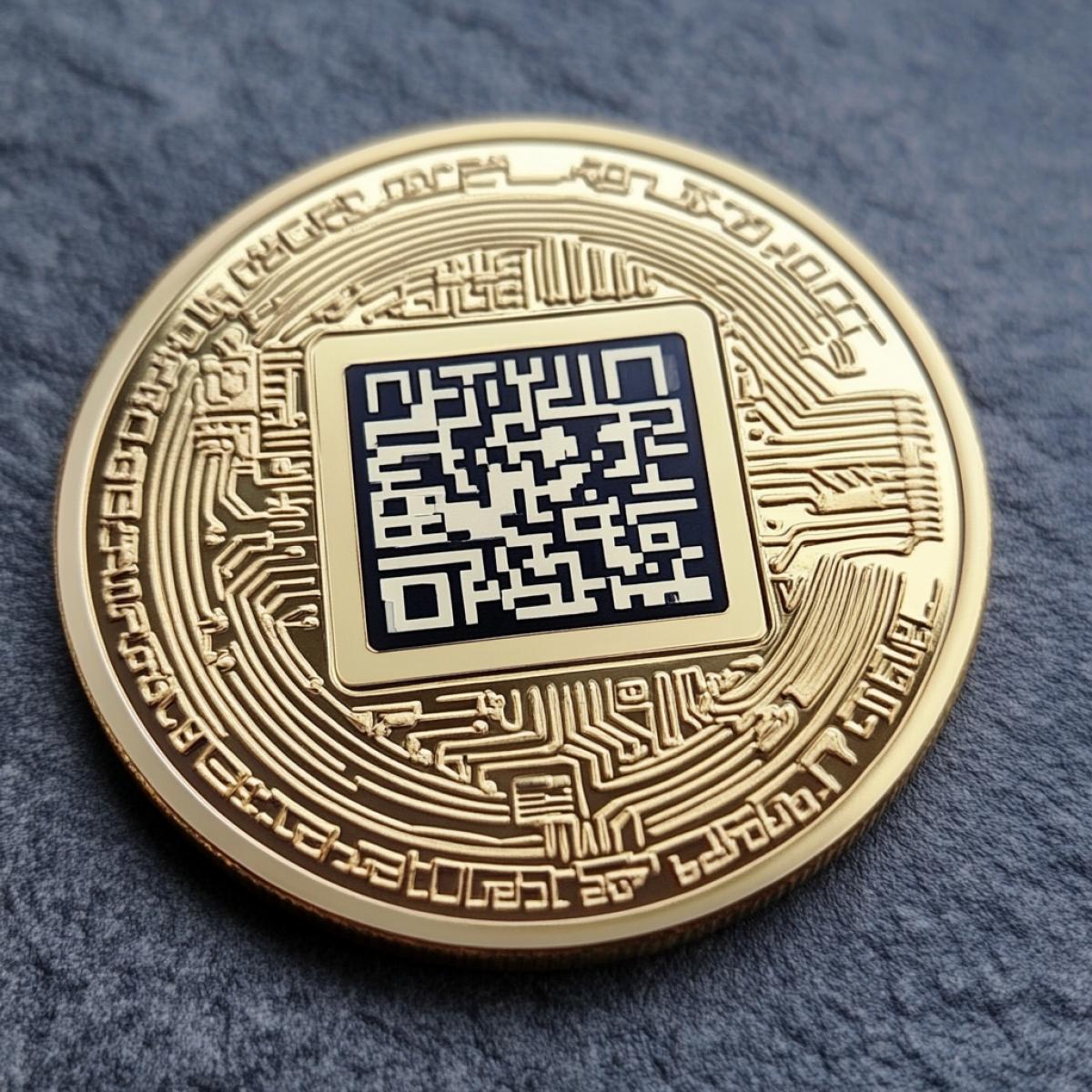 Beautiful commemorative gift coin with a large QR code image.