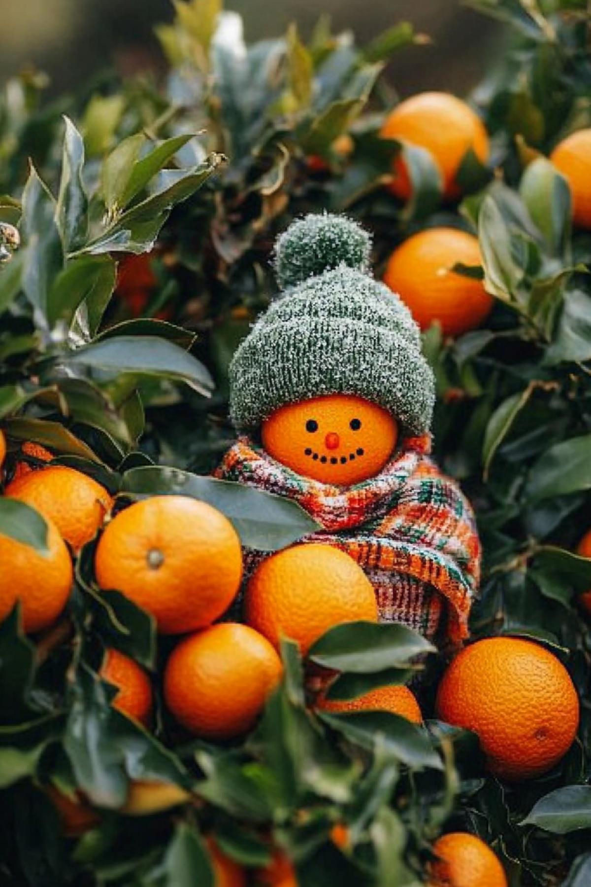 Tangerine snowman