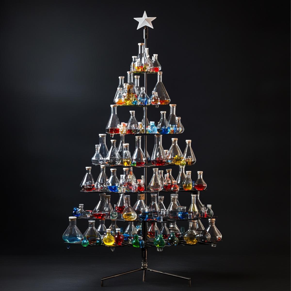 Christmas tree made from chemical flasks